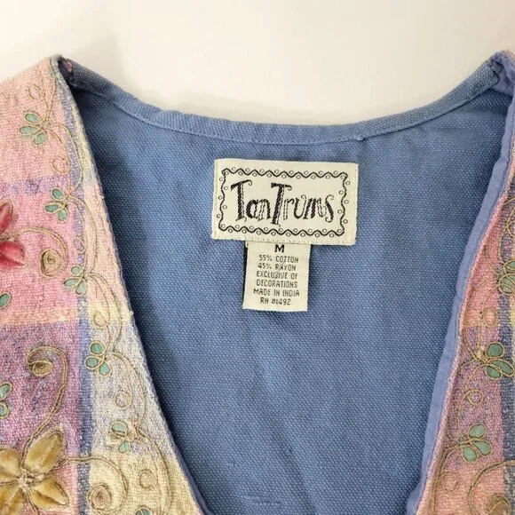 TanTrums 1990s Floral Embroidered Vest - Picture 2 of 5